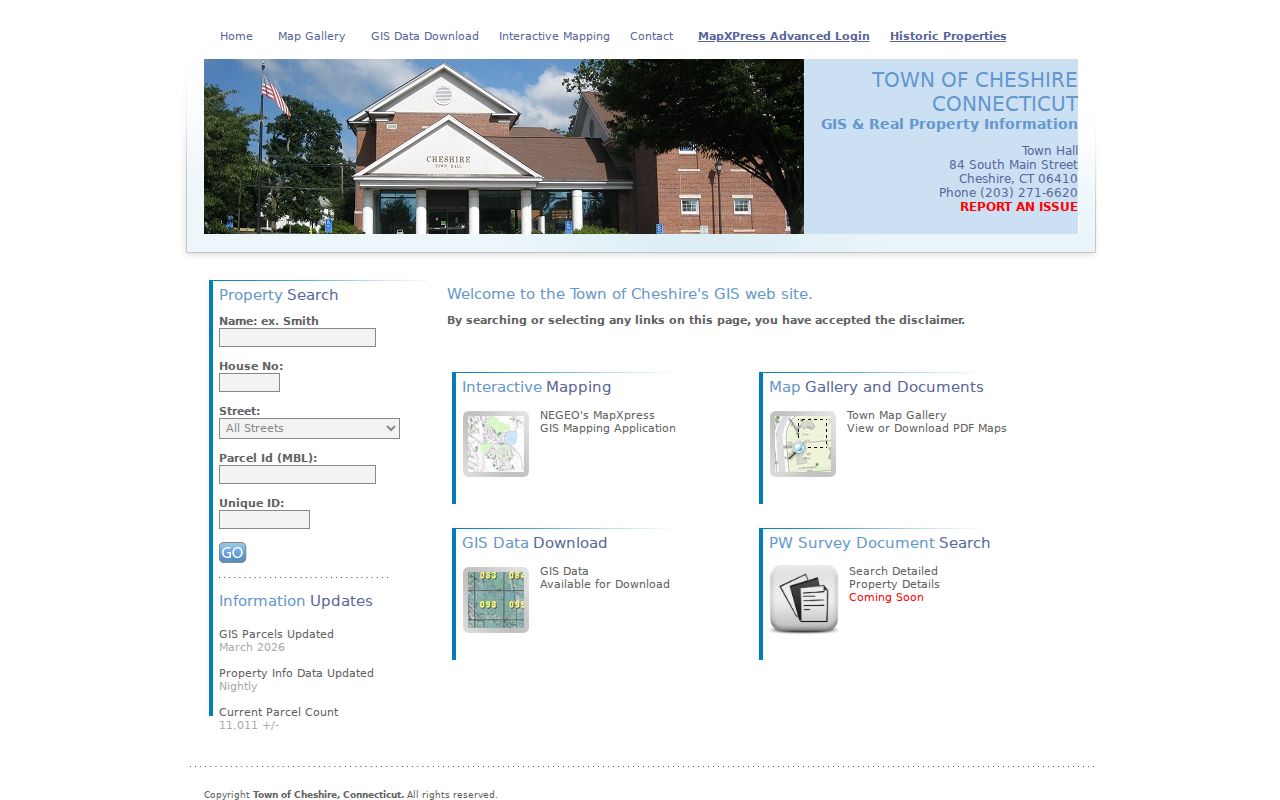 Cheshire residents directory GIS parcel search